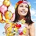 50Pcs 12inch 2.8g/pcs Thicken Round Metallic Pearlescent Latex Balloons- Gold & Pink & White Color Latex Party Balloons and Vintage Style Pennant Banner,Bachelorette Wedding Hawaii Party Decoratio