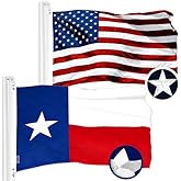 G128 Combo Pack: USA American Flag 2x3 Ft Embroidered Stars & Texas Flag 2x3 Ft Embroidered