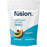 Bariatric Fusion Bariatric Calcium Supplement Chews | Calcium Citrate with Vitamin D3 Bariatric Vitamin | Sugar Free Chewable |500mg | Fruit Punch | 60 Count