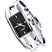 Vavna Womens Ladies Stainless Steel Black Dial Bracelet Wrist Watch Quartz (Rectangle)