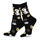TeeHee Dog Lover Women's Cotton Crew Socks-Black