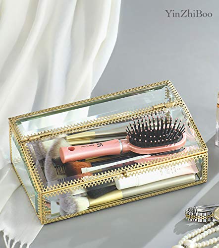 YinZhiBoo Beveled Glass Box Makeup Organizer Proof box Keepsake Box Wedding Card Holder Reception Card Box Home Decor Display