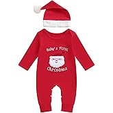 CIYCUIT My First Christmas Baby Boy Girl Outfit Newborn Santa Romper with Hat