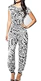 Sexy White Black Floral Print Short Sleeve Casual Party Club Two Piece Top Pants