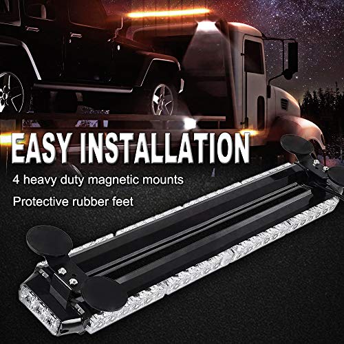 FOXCID 26" 54 LED Amber Emergency Warning Security Roof Top Flash Strobe Light Bar with Magnetic Base, for Plow or Tow Truck Construction Vehicle