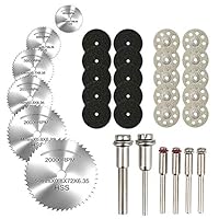 Cutting Discs for Dremel Rotary Tool, Diamond Metal Wood Cutting Wheels for Dremel, HSS Circular Saw Blades 6pcs with 1/8" Shank, Resin Cutting Discs 20pcs, 545 Diamond Cutting Wheels 10psc