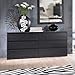Home Square 2 Piece Dresser and Night Stand with Drawers in Black Woodgrain