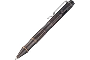 SMOOTHERPRO Solid Brass Bolt Action Pen Refillable Retractable Heavy Duty for Tremor Parkinson Arthritic Business Office Signature Writing EDC Gift Retro Black(BB202)