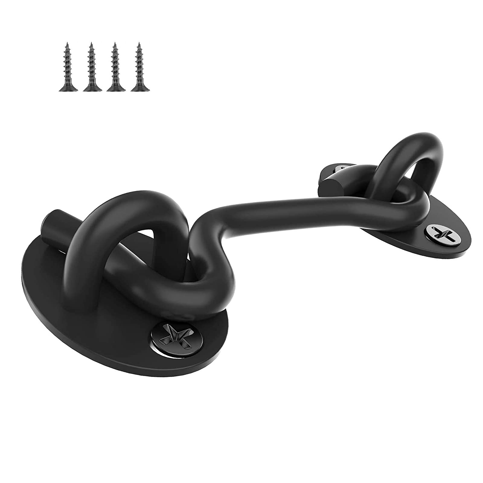 Stainless steel cabin hook, cabin hook, storm hook, cabin hook, black latch for doors, closure hook, gate hook with mounting screws, used for barn doors, bathrooms, windows, sliding doors, 1 piece