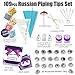 109 Pcs Russian Piping Tips Set - Cake Decorating supplies Gift Box With 109 Baking Supplies Set +22 Icing Nozzles+25 Cupcake Cups +50 Frosting Pastry Bags +5 Brushes+3 Couplers +User Guide & Rose Kit
