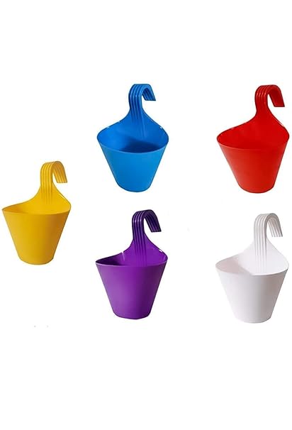 Saktek Enterprises Plastic Hook Hanging Planter Unbreakable for Home/Garden/Balcony) Set of 5