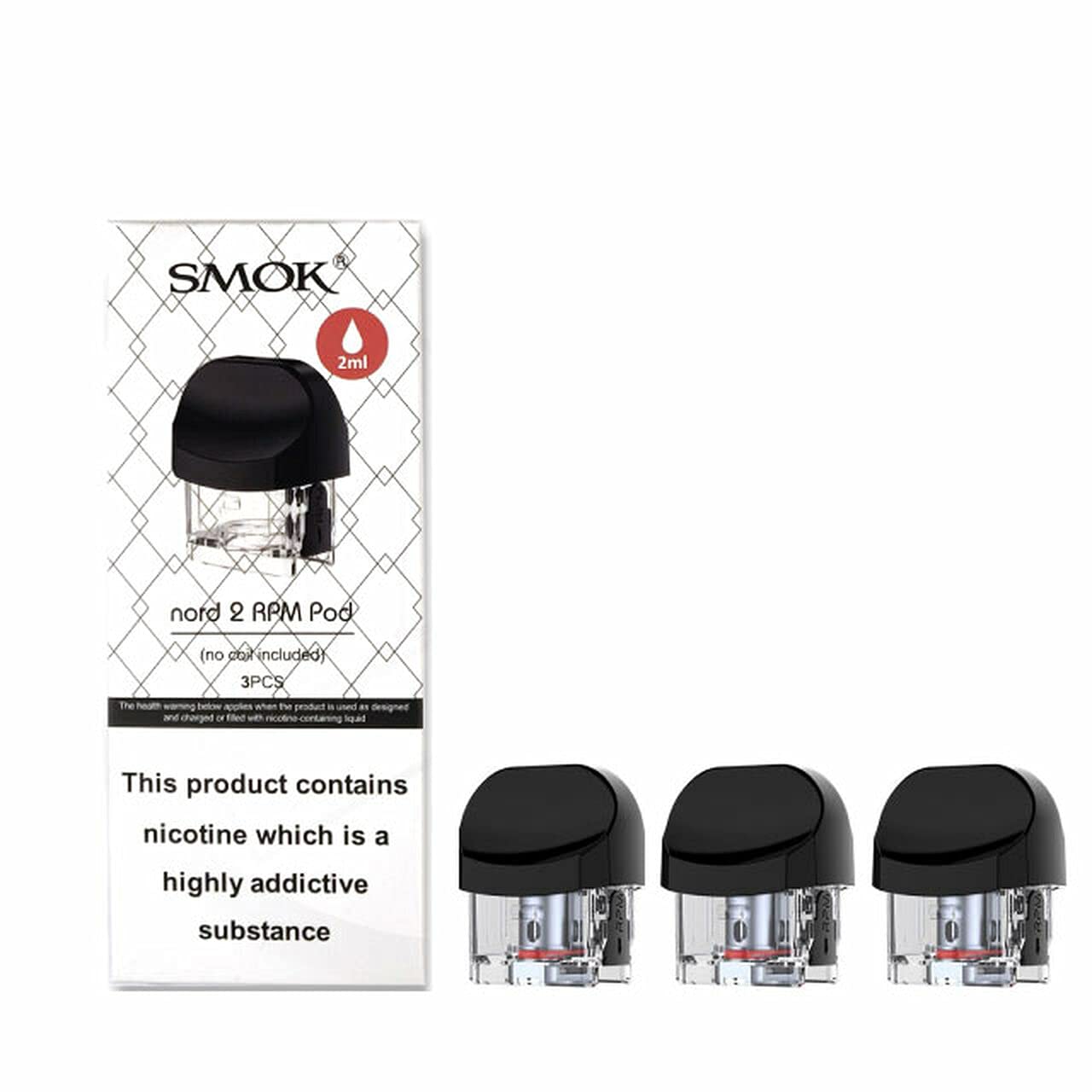 SMOK NORD 2 PODs [Pack of 3] - Refillable, Empty Replacement POD Compatible with RPM Coils, Works with Nord2 Vape Kit, 2mL Capacity, Pack of 3, No Nicotine No Liquid