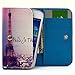 RCA M1 Case,Universal Wallet Clutch Bag Carrying Fold Leather Smartphone Case with Buckle Card Slot for RCA M1 4.0 Inch-Paris Eiffel Tower Style
