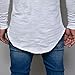 Pxmoda Mens Long Sleeve Hipster Hip Hop Basic Curved Hem T Shirt Grey