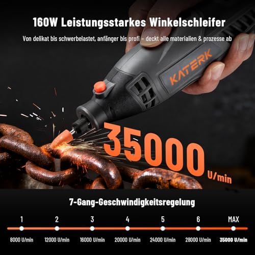 Rotationswerkzeug Set Professionelles mit Biegsamer Welle,155 Teiligem Zubehör,35000 U/min Hochleistungs Multifunktionswerkzeugsatz für Holzschnitzerei,Gravur,Schneiden,Schleifen,Sandstrahlen