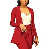 PINSV Women Casual Blazer Open Front Long Sleeve Work Business Suit Jacket Womens Lightweight Lapel Button Blazers Jackets