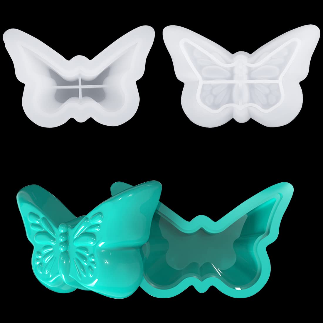 Voyyphixa Box Silicone Mould for Resin Butterfly Silicone Epoxy Mold with Lid, Jewelry Box Casting Molds for Storage Necklace Bracelet Ring Card Issuance Accessories (Butterfly box mould)