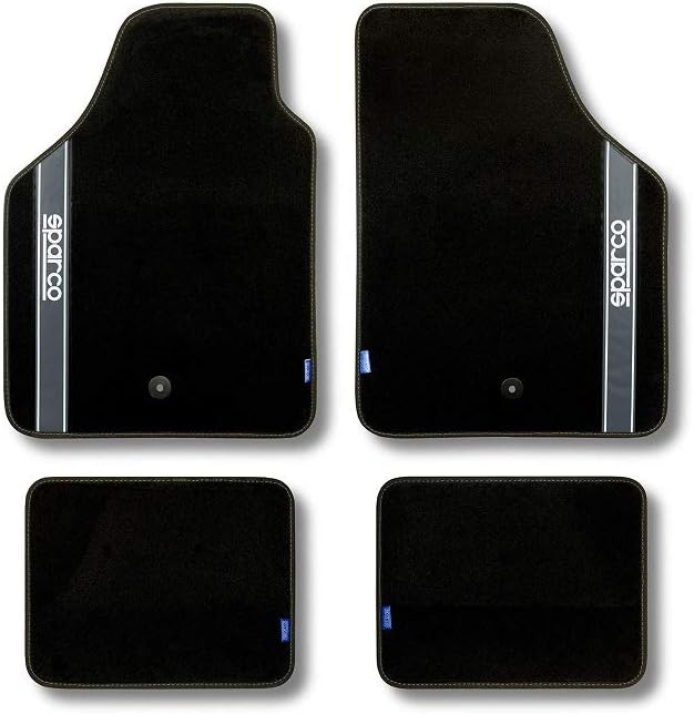 SPARCO 03763BAR Set of 4 Universal Rugs in Gray/Black, Grey, STRADA