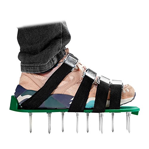 Lawn Aerator ShoesSturdy, Effective & Easy to Use with 4 Straps and Heavy Duty Metal Buckles - Spiked Sandals Shoes Garden Tool