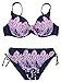 Kiddom Plus Size Bikini Set Large Bust Floral Printings 2 Piece Bathing Suit Cup C-F