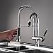 Fapully Commercial Spring Pre-Rinse Single Lever One Hole Pull Down Kitchen Faucet Pull Out Sprayer with Double Spout Sink Faucet Polished Chrome