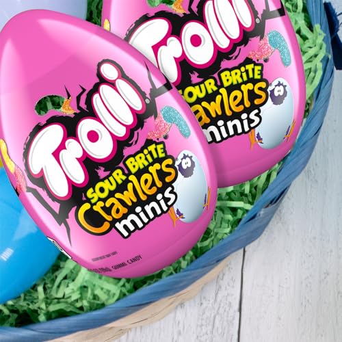 TROLLI SOUR BRITE CRAWLERS MINIS, SOUR GUMMY WORMS, NOVELTY EASTER EGG CANDY, 3.5 OZ