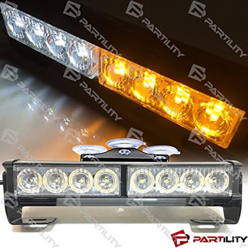 9.5" LED White Amber Light Bar Roof Suction Top Emergency Warning Construction Flash Strobe Light Truck