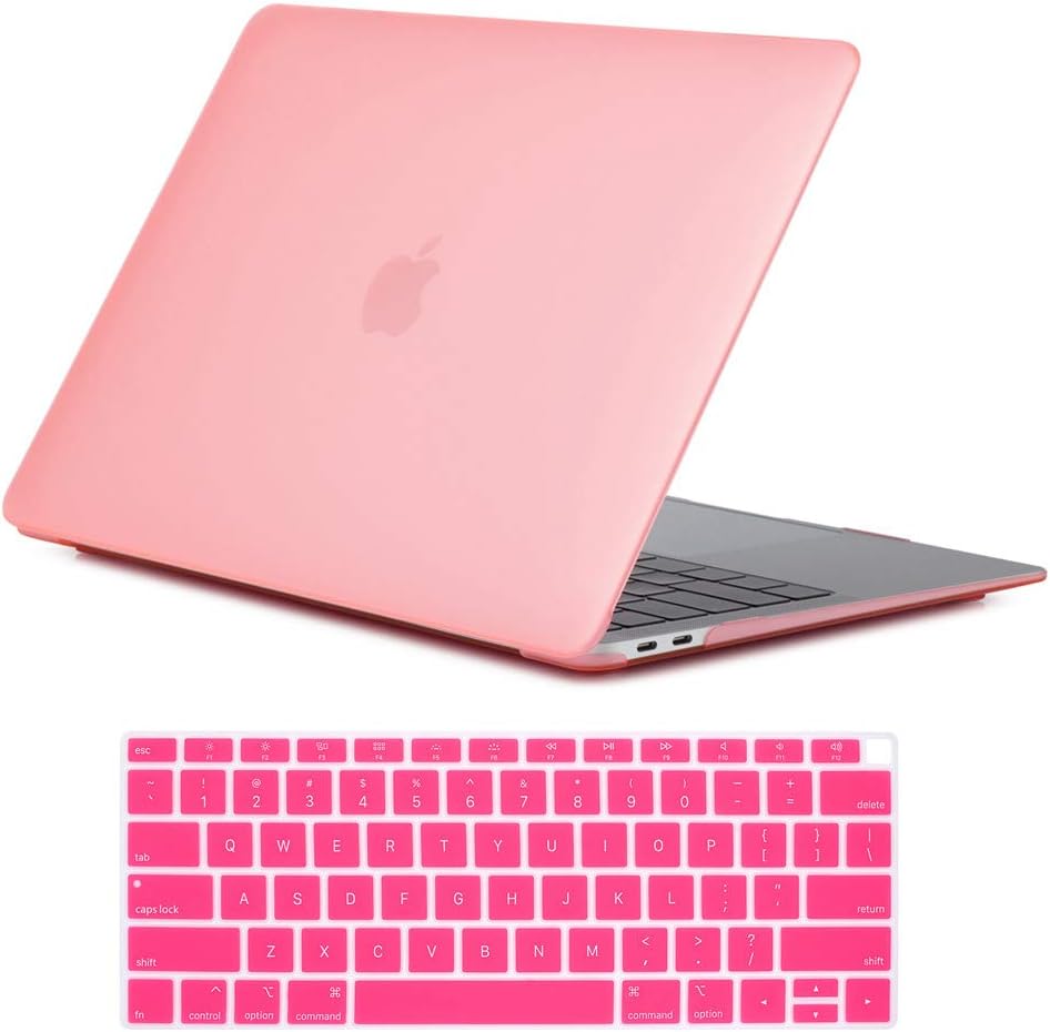 Se7enline New MacBook Air 2020 case 13 Inch Matte Frosted Plastic Hard Shell Laptop Case Cover for MacBook Air 13-Inch Retina Display with Touch ID A1932/A2179 with Keyboard Cover 2018/2019/2020, Pink