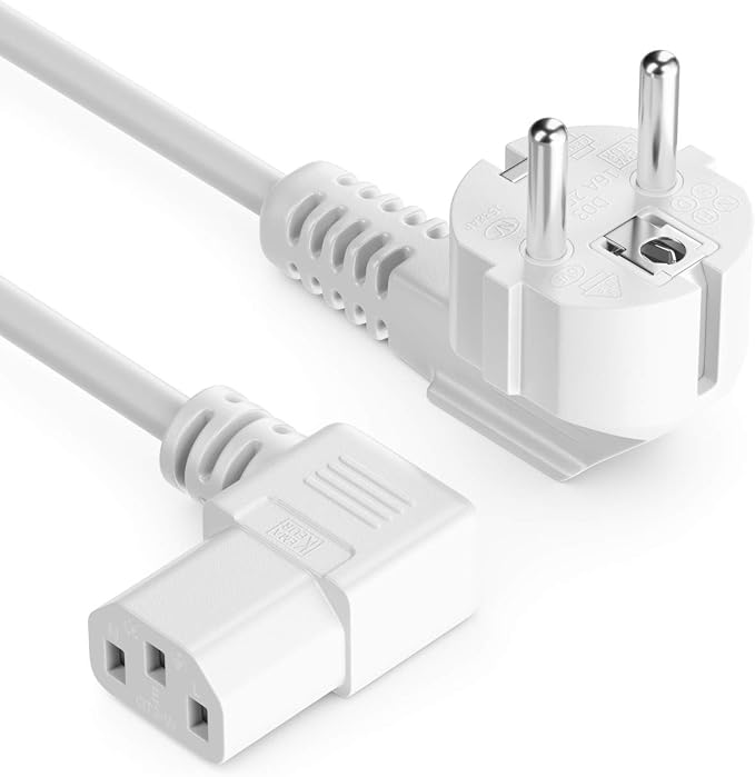 InLine Netzkabel 5m, Weiß – Schukostecker Auf Kaltgerätestecker C13, Gewinkelt