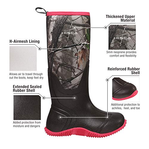 HISEA Women's Rubber Rain Boots Waterproof Insulated Garden Shoes
