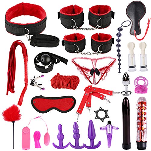 Wytinug 26 Pcs Bed Toys Bῡń-dléd Set Kit Nylon Leather Couples Šlāvê Flî-ŕt Š-mṂ Game Toys Valentine’s Day Present