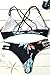 Cupshe Fashion Women's Black Leaves Printing Tank Padding Bikini Set Swimsuits (S)