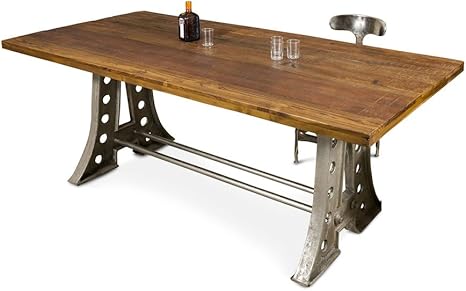 Pib Normandy Industrial Design Dining Table Solid Wood Reclaimed Wood Lacquered Finish Teak Wood Table 210