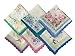 Womens Beautiful Cotton Floral Handkerchief Wendding Party Fabric Hanky with Wavy Edge 10pcs