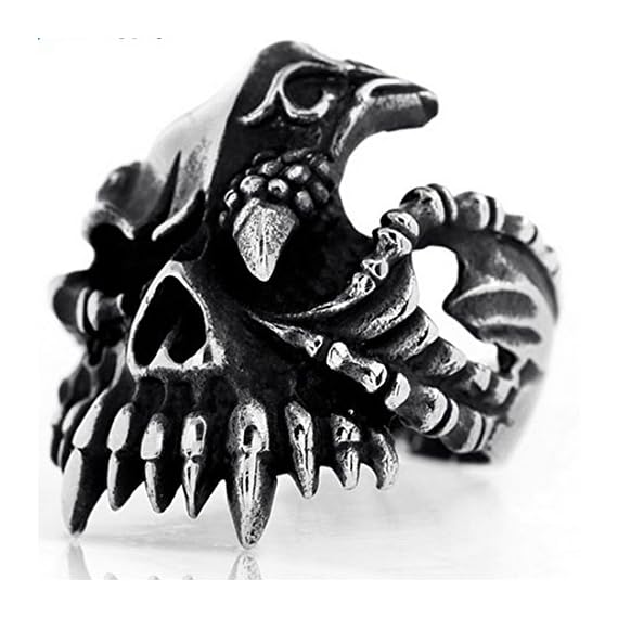 Elove-Jewelry-Black-Silver-Stainless-Steel-Gothic-Skull-Biker-Mens-Ring