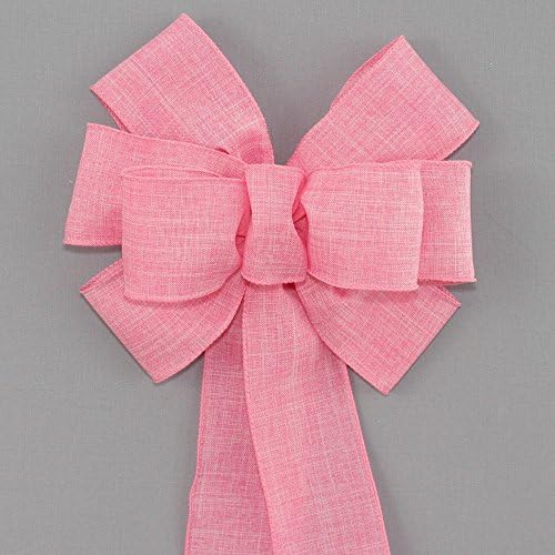 Pink Rustic Wreath Bow - Spring Easter Bow by Package Perfect Bows – Made in USA (8 inch bow)