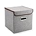 MEÉLIFE Storage Bins 4-Pack Storage Boxes Linen Basket Fabric Foldable Cubes Organizer Containers Drawers with Lid & Handle for Office Nursery Bedroom Shelf Gray