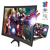 12'' Phone Screen Magnifier, 3D Curve Phone Magnifier Projector Screen for Movies Videos Gaming, Foldable Cell Phone Stand with HD Screen Amplifier Compatible with iPhone 11 All Smartphone