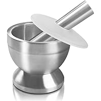Mortar and Pestle, Sopito 18/8 Stainless Steel Spice Grinder Pill Crusher with Lid for Crushing Grinding Ergonomic…