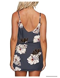 ZANZEA - Mini vestido de verano para mujer, sin mangas, estampado floral, con correa de espaguetis