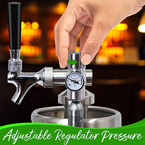 NutriChef-Pressurized-Growler-Tap-System-Stainless-Steel-Mini-Keg-Dispenser-Portable-Kegerator-Kit-Co2-Pressure-Regulator-Keeps-Carbonation-for-Craft-Beer-Draft-and-Homebrew-PKBRTP1005-128oz
