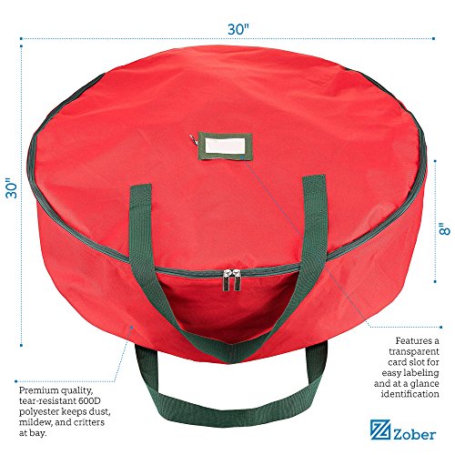 image for Zober Premium 600D Polyester Wreath Storage Bag - Tear Resistant Fabri