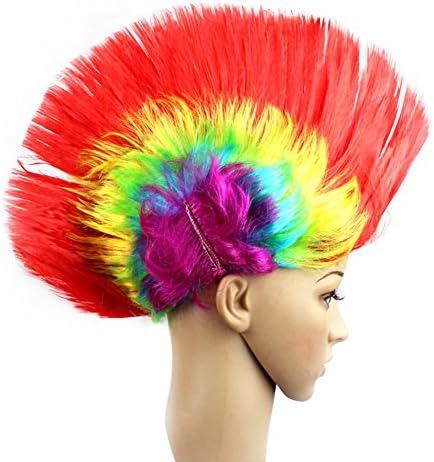 Mohawk Wig, Rainbow Mohican Hairstyle for Hallowmas, Masquerade, Party Punk Hairstyle