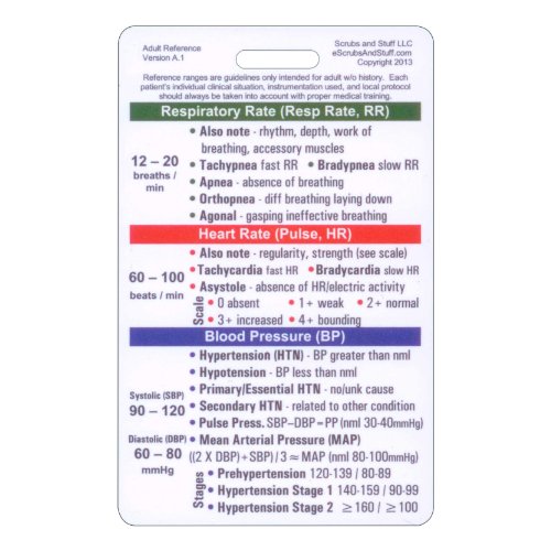 Купить Adult Vital Signs Vertical Badge ID Card Pocket Reference Guide ...