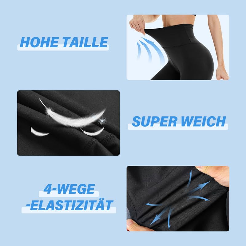 TNNZEET 3er Pack Leggings Damen High Waist Schwarz Leggins Blickdicht für Sport Gym(Schwarz/Schwarz/Schwarz,L-XL) thumbnail 3