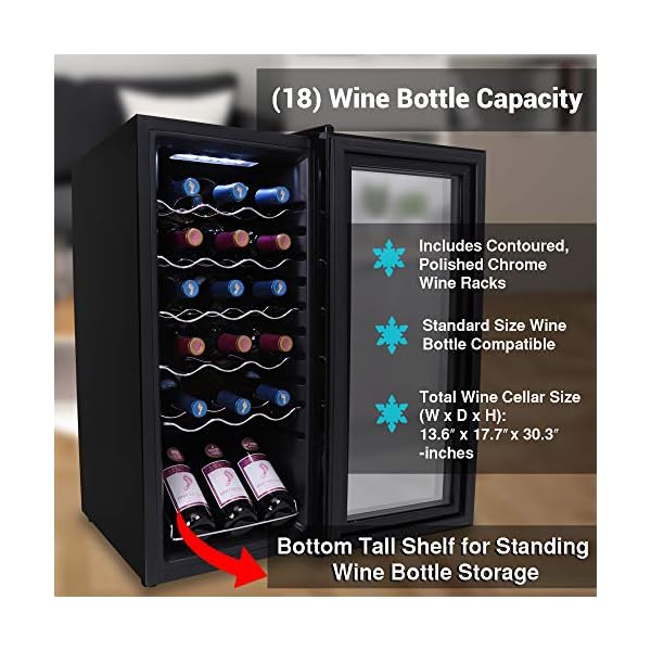 NutriChef Wine Cooler Refrigerator 18Bottle Wine Fridge with Air