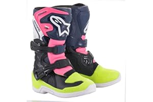 Alpinestars 2014018-1176-8 Tech 3S Youth Boots Black/Dark Blue/Pink Fluo Sz 08