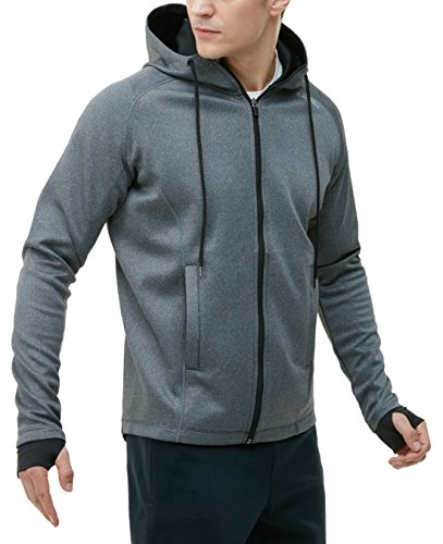 TM-MKJ01-GRY_Medium Tesla Men's Performance Active Training Full-zip Hoodie Jacket MKJ01