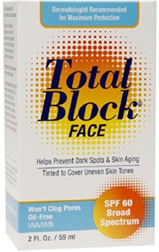 Total Block Face Sunscreen, SPF 60, Tinted 2 oz (Pack of 2) by Total Block