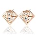 UHIBROS Diamond Shaped Earrings Unisex Hypoallergenic Stainless Steel Earrings Cubic Zirconia Stud Earrings Gold